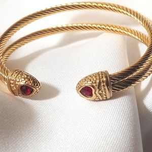 Red Ruby Stainless Steel Rope Bracelet